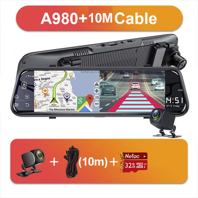 Cameră retrovizoare 4G de 10 inci Înregistrare automată Android Oglindă 1080P FHD WiGi GPS Dash Cam Oglindă Dvr Android 8.1 Dropshipping