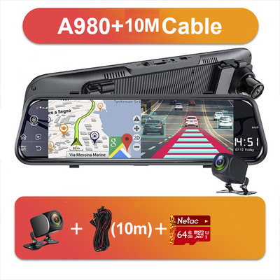 Cameră retrovizoare 4G de 10 inci Înregistrare automată Android Oglindă 1080P FHD WiGi GPS Dash Cam Oglindă Dvr Android 8.1 Dropshipping