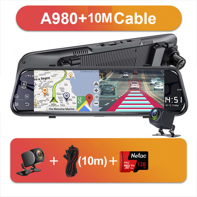 Cameră retrovizoare 4G de 10 inci Înregistrare automată Android Oglindă 1080P FHD WiGi GPS Dash Cam Oglindă Dvr Android 8.1 Dropshipping