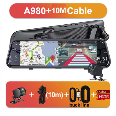 Cameră retrovizoare 4G de 10 inci Înregistrare automată Android Oglindă 1080P FHD WiGi GPS Dash Cam Oglindă Dvr Android 8.1 Dropshipping