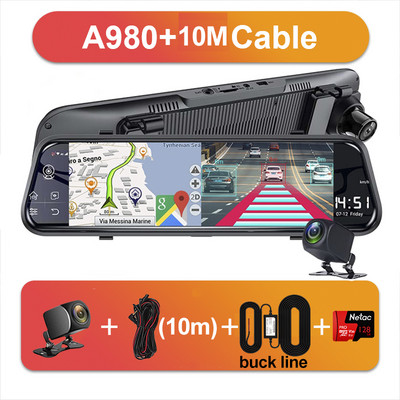 Cameră retrovizoare 4G de 10 inci Înregistrare automată Android Oglindă 1080P FHD WiGi GPS Dash Cam Oglindă Dvr Android 8.1 Dropshipping