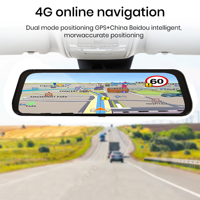 Cameră retrovizoare 4G de 10 inci Înregistrare automată Android Oglindă 1080P FHD WiGi GPS Dash Cam Oglindă Dvr Android 8.1 Dropshipping