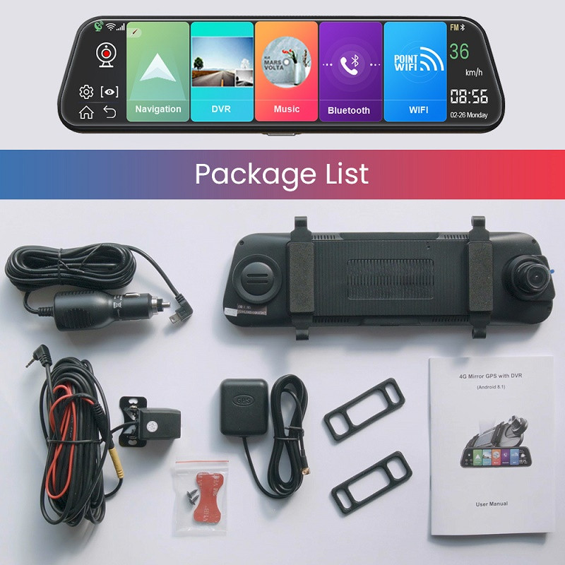 Cameră retrovizoare 4G de 10 inci Înregistrare automată Android Oglindă 1080P FHD WiGi GPS Dash Cam Oglindă Dvr Android 8.1 Dropshipping