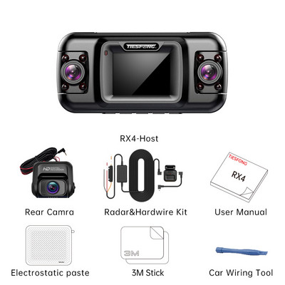 Cameră de bord TiESFONG RX4S pentru mașină DVR 4CH 4*1080P 360 Suport cameră Cameră spate și GPS Monitor parcare 24H Video Recorder Viziune nocturnă