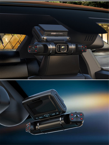 3 канална Dash Cam 2K+1080P+1080P Предна вътрешна Трипосочна 3 лещи Автомобилен DVR 3\