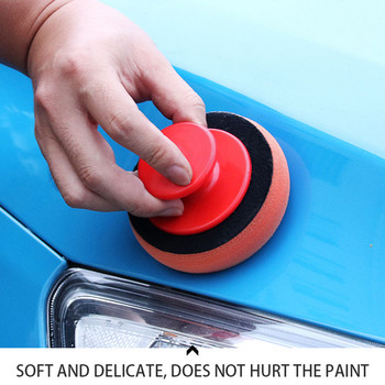 Σφουγγάρι αποτρίχωσης αυτοκινήτου με λαβή Αυτόματο γυάλισμα βαμβακιού συντήρησης Εργαλεία Wax Polish Pad Wash Cleaning Applicator Εργαλείο Styling αυτοκινήτου