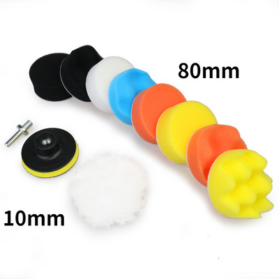 11 bucăți/set disc de lustruit pentru mașină, spumă, disc autoadeziv pentru lustruire cu ceară, burete de lână, disc de lustruit pentru roți de lustruit, adaptor de foraj