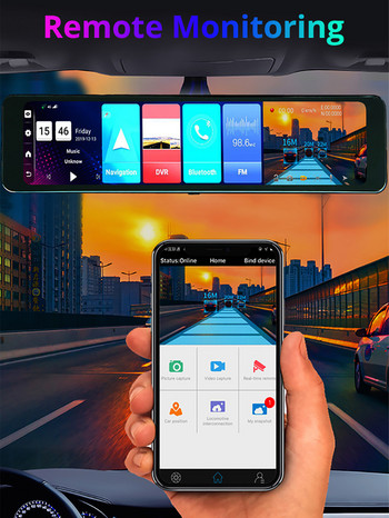 12-инчово огледало за кола Android 8.1 DVR Dash Camera 1080P двоен обектив WiFi GPS навигация ADAS Дистанционно автоматично видеонаблюдение