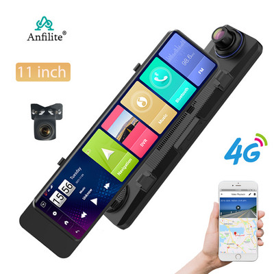 Видеорекордер с огледало за кола Anfilite 10.88" Android 8.1 Dashcam GPS навигация ADAS Камера за обратно виждане DVR 24H монитор за паркиране 2G+32G