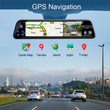 12 ιντσών 4G ADAS Android 8.1 Dashcam Mirror αυτοκίνητο DVR GPS Navigation 1080P Εγγραφή εγγραφής βίντεο Οθόνη στάθμευσης 24 ωρών
