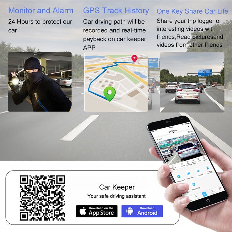 11 hüvelykes autós DVR 4G háromképernyős műszerfal kamera Android 8.1 Dash kamera 2GB+32GB GPS navigációs visszapillantó tükör autós kamera
