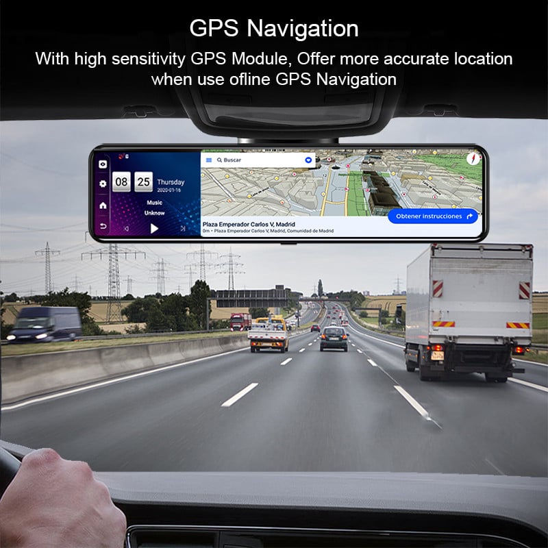 11 hüvelykes autós DVR 4G háromképernyős műszerfal kamera Android 8.1 Dash kamera 2GB+32GB GPS navigációs visszapillantó tükör autós kamera
