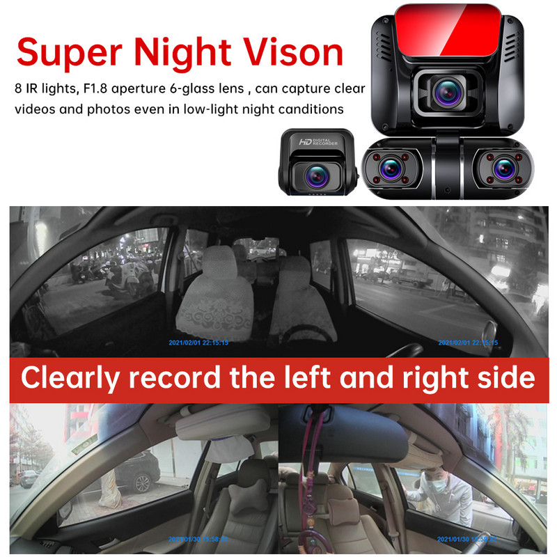 TiESFONG M10max 2K 1440P Dash Cam за автомобилен DVR 4CH 360 камера 24H Паркинг Монитор Нощно виждане Автоматичен видеорекордер WiFi 256Gmax