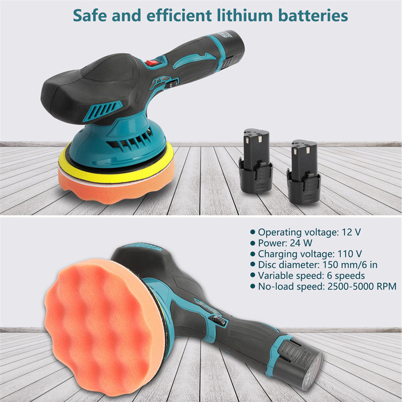 Slefuitor de mașină fără fir de 12V, baterie cu litiu, 6 viteze, reglabil, fără fir, mașină electrică de șlefuit cu ceară, instrument de spălare automată pentru frumusețea mașinii