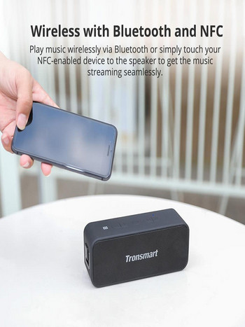 Високоговорител Tronsmart T2 Plus Bluetooth високоговорител Външен преносим високоговорител с водоустойчив IPX7, NFC, 24 часа възпроизвеждане, Micro SD
