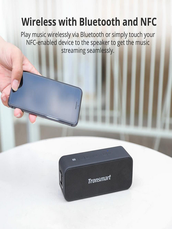 Difuzor Tronsmart T2 Plus Difuzor Bluetooth Difuzor portabil de exterior cu IPX7 impermeabil, NFC, timp de redare 24 de ore, Micro SD