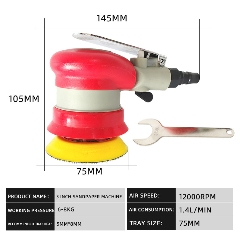 Pneumatinis kampinis šlifuoklis, 3 colių šlifavimo diskas, švitrinio popieriaus mašina Abrazyviniai įrankiai Automobilių poliravimo priedai, skirti automobilių šlifavimui