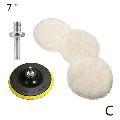 5 bucăți 3/5/6/7 inchi Kit de lustruit Pad de lustruit Disc de burete pentru depilare cu ceară Roată de lână Tampoane de lustruit pentru îngrijirea vopselei auto Gadget auto