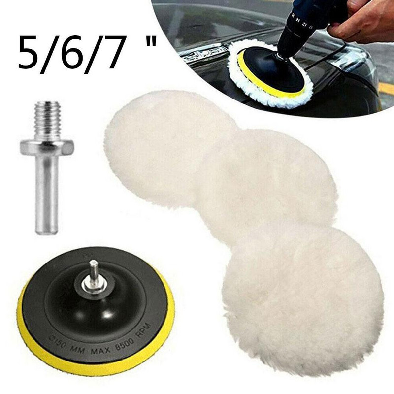 5 bucăți 3/5/6/7 inchi Kit de lustruit Pad de lustruit Disc de burete pentru depilare cu ceară Roată de lână Tampoane de lustruit pentru îngrijirea vopselei auto Gadget auto
