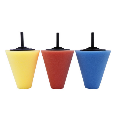 Burete de lustruire a roților pentru mașină folosit pentru burghiu electric Minge de lustruire de 3 inchi Con de lustruire Burete de lustruire a butucului de mașină.