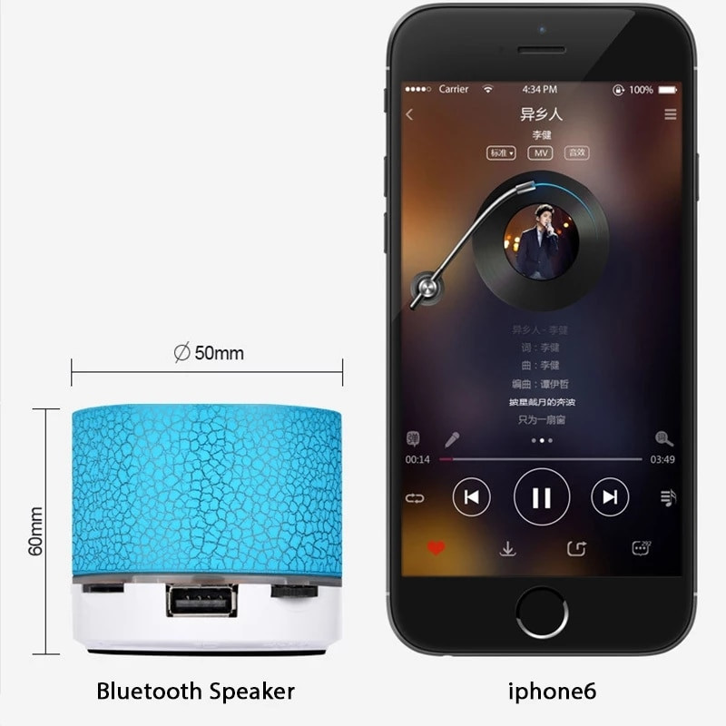 Bluetooth mini zvučnik bežični zvučnik šareni LED TF kartica USB subwoofer prijenosni MP3 glazbeni zvučni stupac za PC telefon