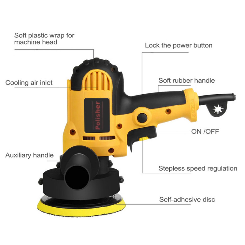 Elektrinių automobilių poliravimo mašina be laipsnio greičio, reguliuojamo greičio automobilių poliravimo mašina, didelio efektyvumo vaškavimo įrankis