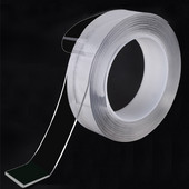 Bandă Nano de 1 M/5 metri Bandă dublu față transparentă NoTrace Bandă adezivă reutilizabilă impermeabilă, curățabilă acasă