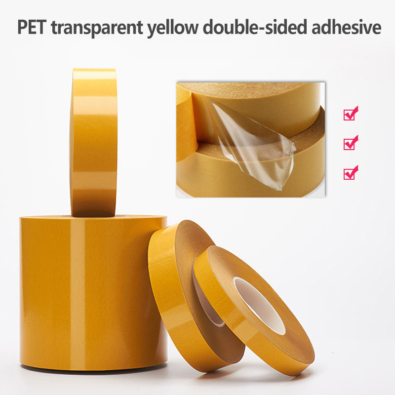 PET cu rezistență la temperaturi ridicate de 50 m, fără urme, bandă adezivă puternică, transparentă, cu două fețe