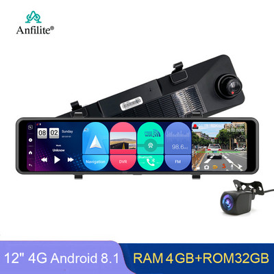 Автомобилно огледало за обратно виждане Видеорекордер 11,26-инчова камера с двоен обектив Android 8.1 тахограф GPS навигация DVR RAM 4GB+ROM 32GB