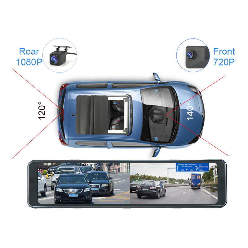 Autós visszapillantó tükör videórögzítő 11,26 hüvelykes kétlencsés műszerfal kamera Android 8.1 tachográf GPS navigációs DVR RAM 4 GB+ROM 32 GB