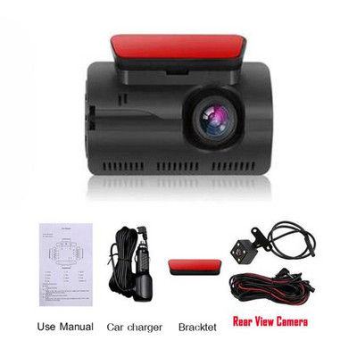 Înregistrare video HD pentru mașină, 2 lentile ascunse pentru conducerea mașinii Dash Cam 3.0 inch IPS Camera Recorder Viziune nocturnă Senzor G Înregistrare în buclă Dvr
