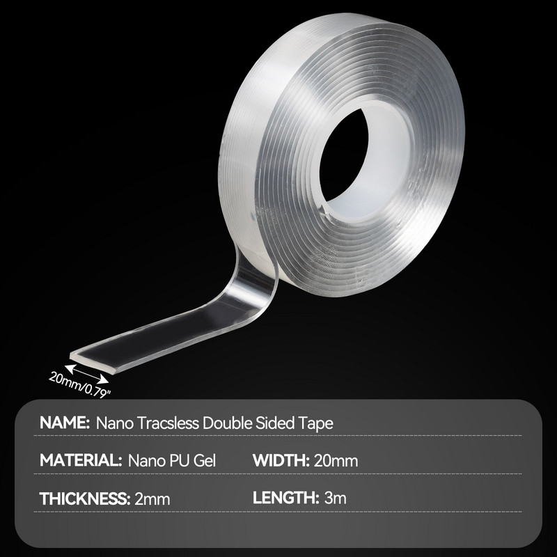 3 metrų skaidrios nano dvipusės juostos vandeniui atsparios sienų lipdukai daugkartinio naudojimo karščiui atsparios automatinės vonios kambario namų dekoravimo juostos