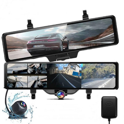 360° panoraminis galinio vaizdo veidrodinis prietaisų skydelis 11,26 colio 3 kameros 1080P jutiklinis ekranas Integruota GPS 24h parkavimo stebėjimo automobilio kamera