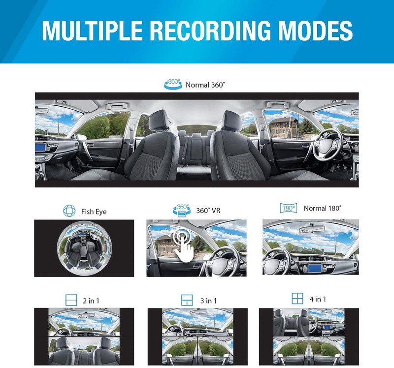 360° panoraminis galinio vaizdo veidrodinis prietaisų skydelis 11,26 colio 3 kameros 1080P jutiklinis ekranas Integruota GPS 24h parkavimo stebėjimo automobilio kamera