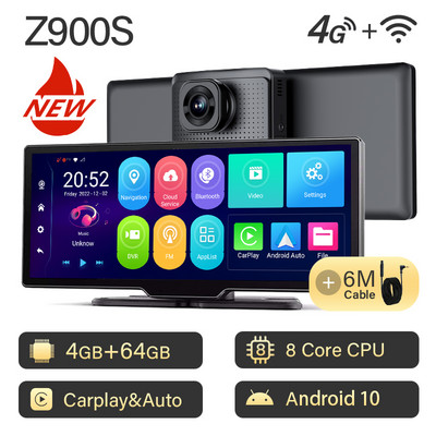 10,26 ιντσών DVR αυτοκινήτου Z900S Carplay Auto 4G Πλοήγηση GPS Ταμπλό 1080P FHD Διπλός φακός Android10 Mirror Recorder Mirror Dashcam