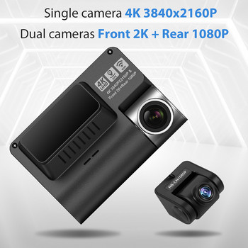 3-инчов регистратор 4K UHD DVR за кола ADAS WIFI GPS видеорекордер Предна 2160P и задна HD 1080P камера Супер нощно виждане 24 часа Паркиране
