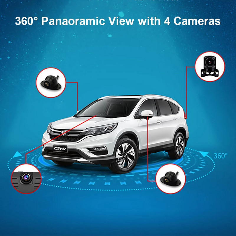 Újonnan 10 hüvelykes 4 csatornás GPS-navigációs 360°-os panorámás autós DVR kamera Android Auto Video Recorder Dashcam ADAS 4G Wifi Dash kamera
