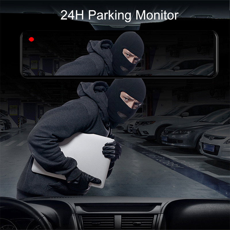 Pametni retrovizor za automobil, navigacijski DVR 12" 3 podijeljena zaslona s dvostrukom lećom, kamera na ploči Android 8.1 GPS video snimač 4GB+32GB 1080P