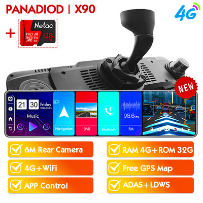 Android 8.1 4G Автомобилно огледало за обратно виждане със скоба Автоматично записващо устройство Автомобилен DVR Огледало 12-инчова камера за табло GPS WiFi Dashcam ADAS Рекордер