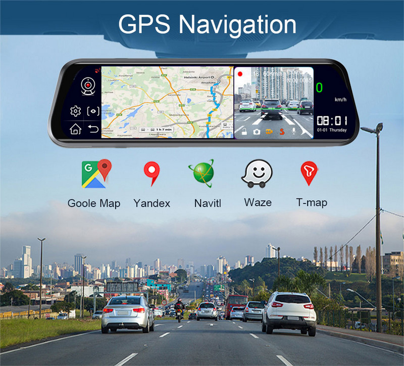 10" 4G ADAS Android GPS Navigație Dash Cam pentru mașină cutie neagră 1080P Cameră 1080P Înregistrator cu lentile pentru vedere din spate Bluetooth Monitorizare parcare