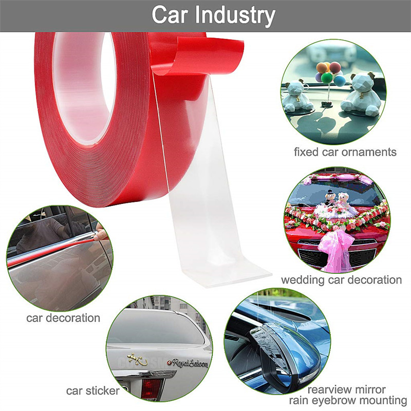 Bandă adezivă cu două fețe, 2M, permanentă, puternică și transparentă, bandă adezivă pentru decorarea mașinii, peretele de acasă, artizanat