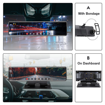 Τελευταίο T80 12 ιντσών 2160P DVR αυτοκινήτου Καθρέφτης 4K Stream Media Καθρέπτης οπισθοπορείας WiFi Κάμερα GPS Dash Κάμερα Αυτοκινήτου Καθρέφτης οπισθοπορείας Auto Recorder