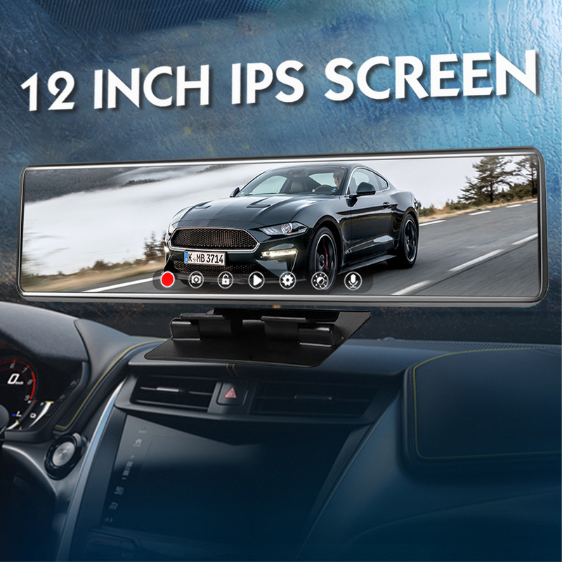 Naujausias T80 12 colių 2160P automobilio DVR veidrodis 4K srautinės medijos galinio vaizdo veidrodis WiFi GPS prietaisų skydelio kamera automobilio galinio vaizdo veidrodžio automatinis įrašymo įrenginys