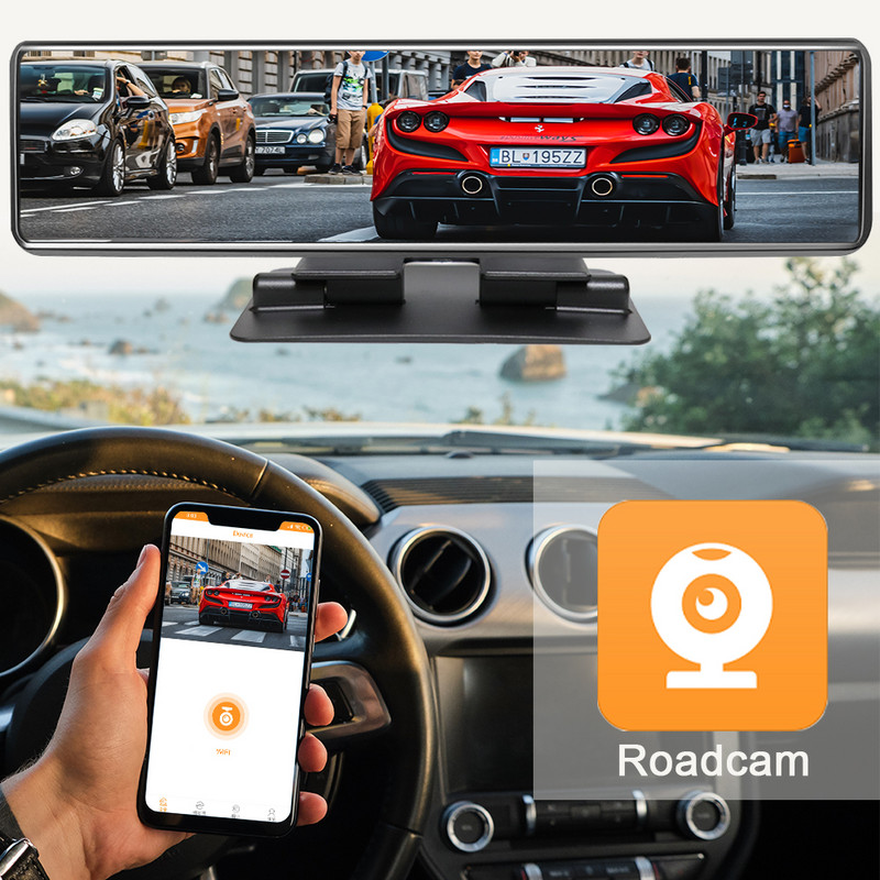 Naujausias T80 12 colių 2160P automobilio DVR veidrodis 4K srautinės medijos galinio vaizdo veidrodis WiFi GPS prietaisų skydelio kamera automobilio galinio vaizdo veidrodžio automatinis įrašymo įrenginys