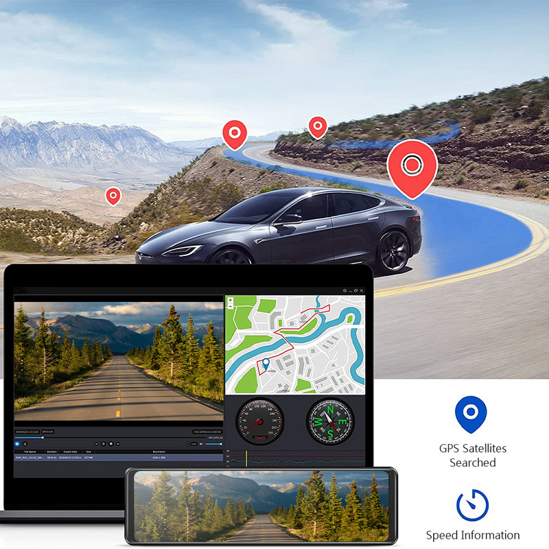 Naujausias T80 12 colių 2160P automobilio DVR veidrodis 4K srautinės medijos galinio vaizdo veidrodis WiFi GPS prietaisų skydelio kamera automobilio galinio vaizdo veidrodžio automatinis įrašymo įrenginys