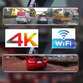 4K Video Recorder Dash Cam 12 hüvelykes WIFI visszapillantó tükör autós DVR Ultra HD 3840*2160P kamera telefonos alkalmazáshoz