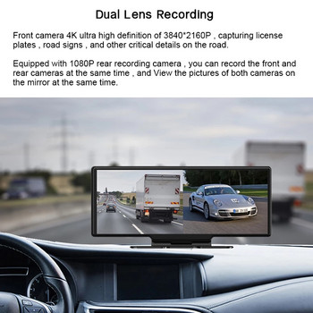 10,26 ιντσών Dash Cam 4K 2160P Carplay Android Auto Αυτοκίνητο DVR Βίντεο Drive Recorder Stream Dashcam Truck Car Camera 5G Wifi GPS AUX