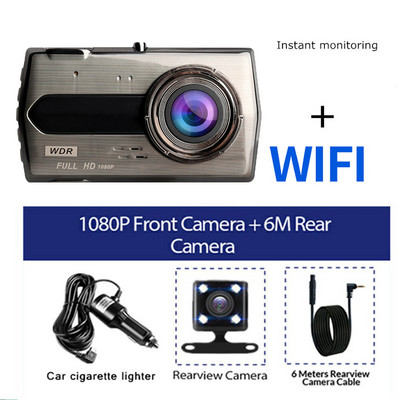 Cameră de bord 4.0" Full HD 1080P DVR pentru mașină WiFi Cameră de marșarier pentru vedere din spate Înregistrare video pentru mașină Cameră de bord cutie neagră Camere pentru mașină Tracker GPS