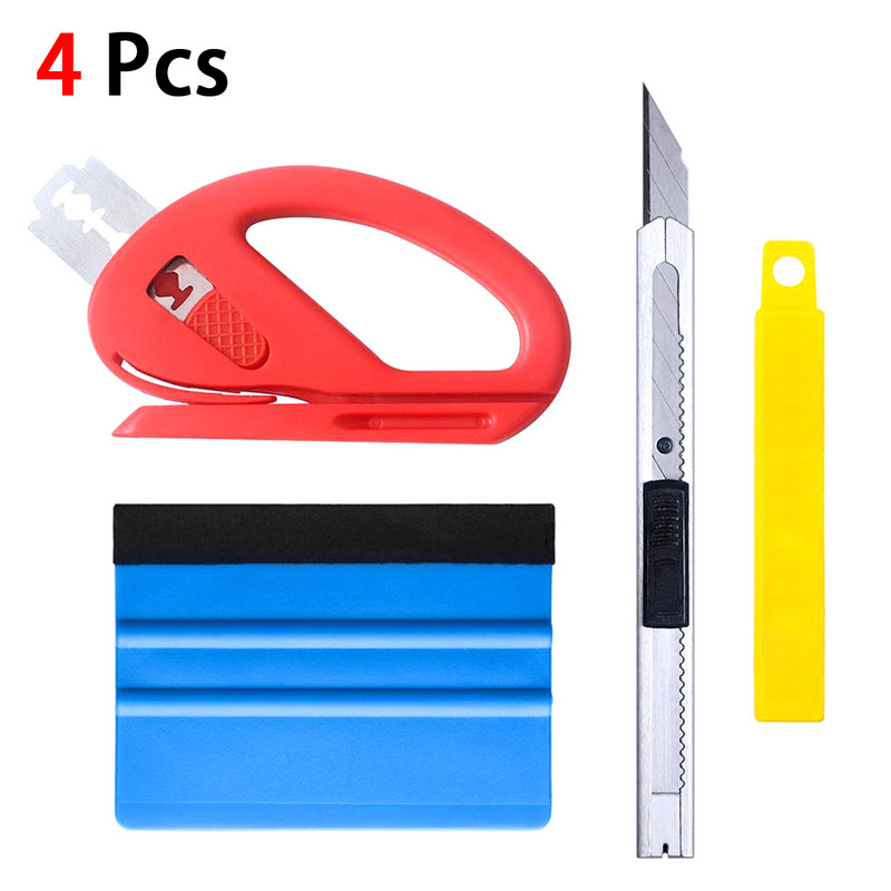 Set de accesorii auto Unelte de împachetat vinil din fibră de carbon Autocolante de film pentru înfășurare Racletă Cuțit Set de raclete pentru vopsirea geamurilor