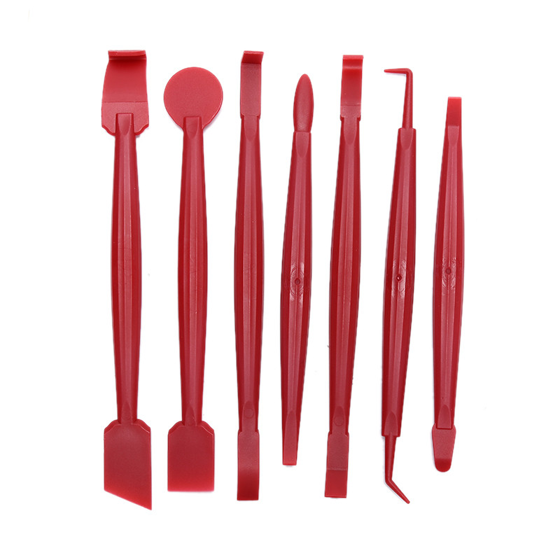 7 buc. Auto Styling Vinil Fibră de Carbon Dispozitiv de îndepărtare a gheții pentru ferestre Spălare pentru curățare Racletă auto cu racletă de pâslă Instrument de ambalare a filmului